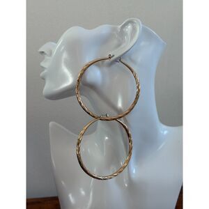 Mixit Twisted Gold Tone Rope Hoop Earrings NWT 2.5"